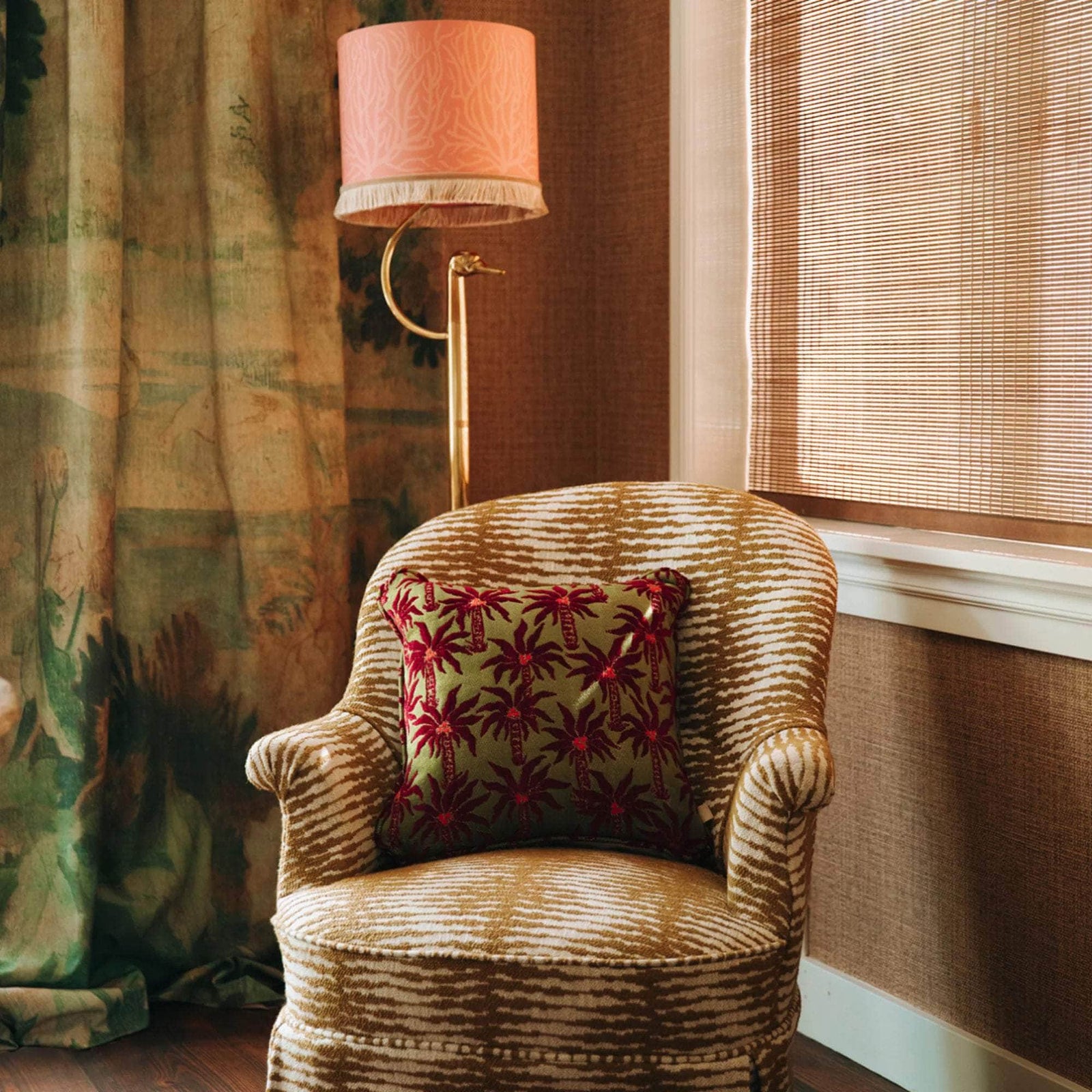 Cushion Laura Olive & Bordeaux