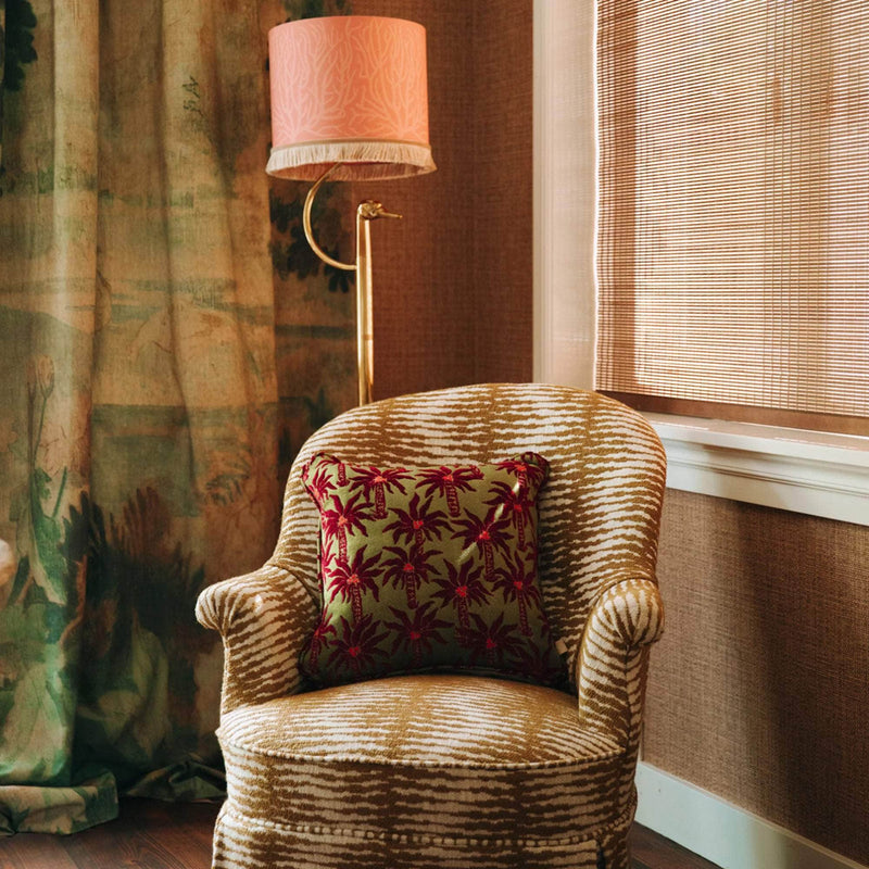 Cushion Laura Olive & Bordeaux