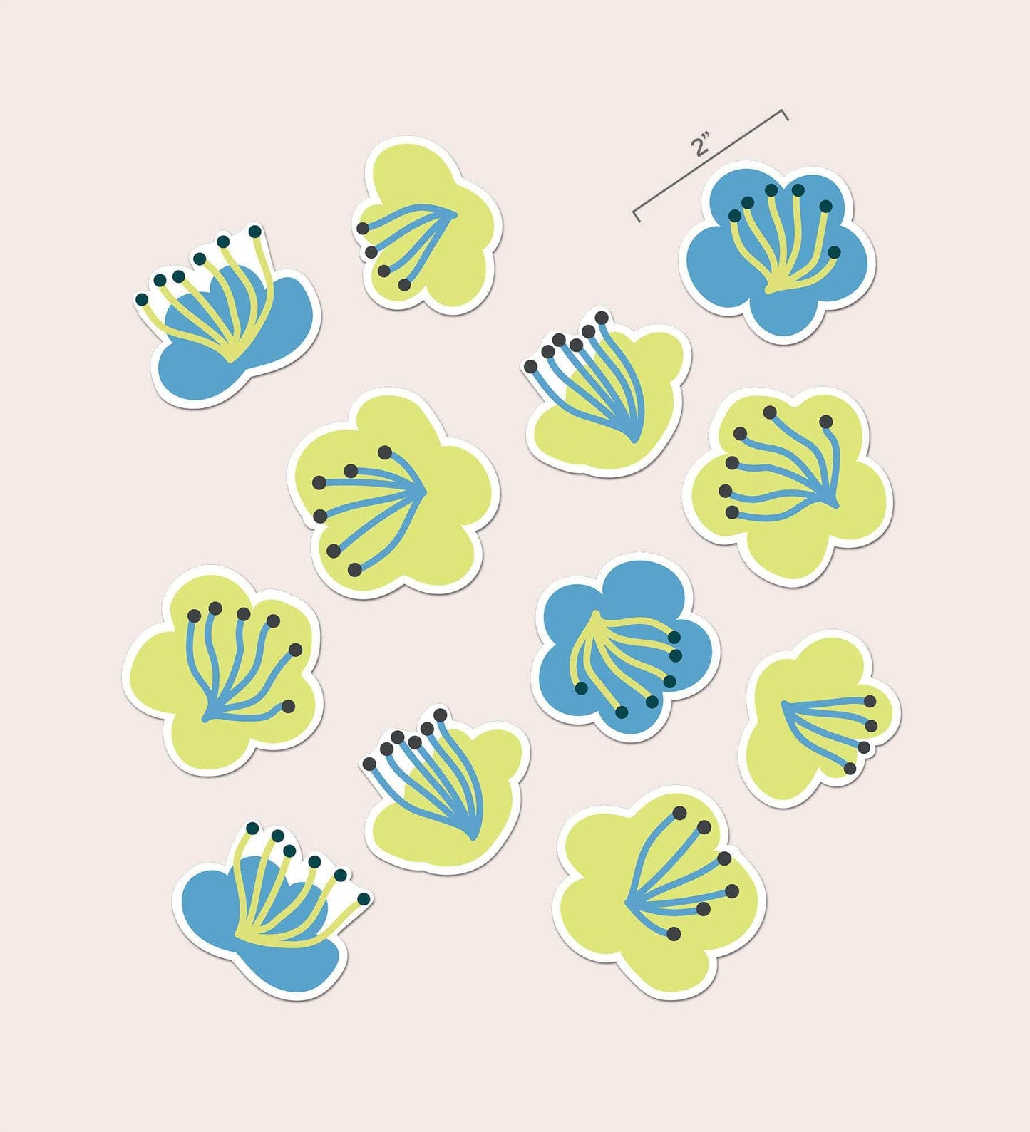 Green Flower Ceramic Sticker Set