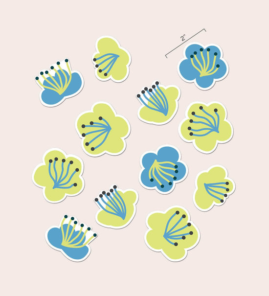 Green Flower Ceramic Sticker Set