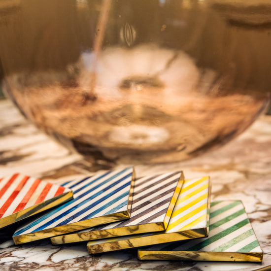 Coasters | Inlay Striped | Multi Coloured