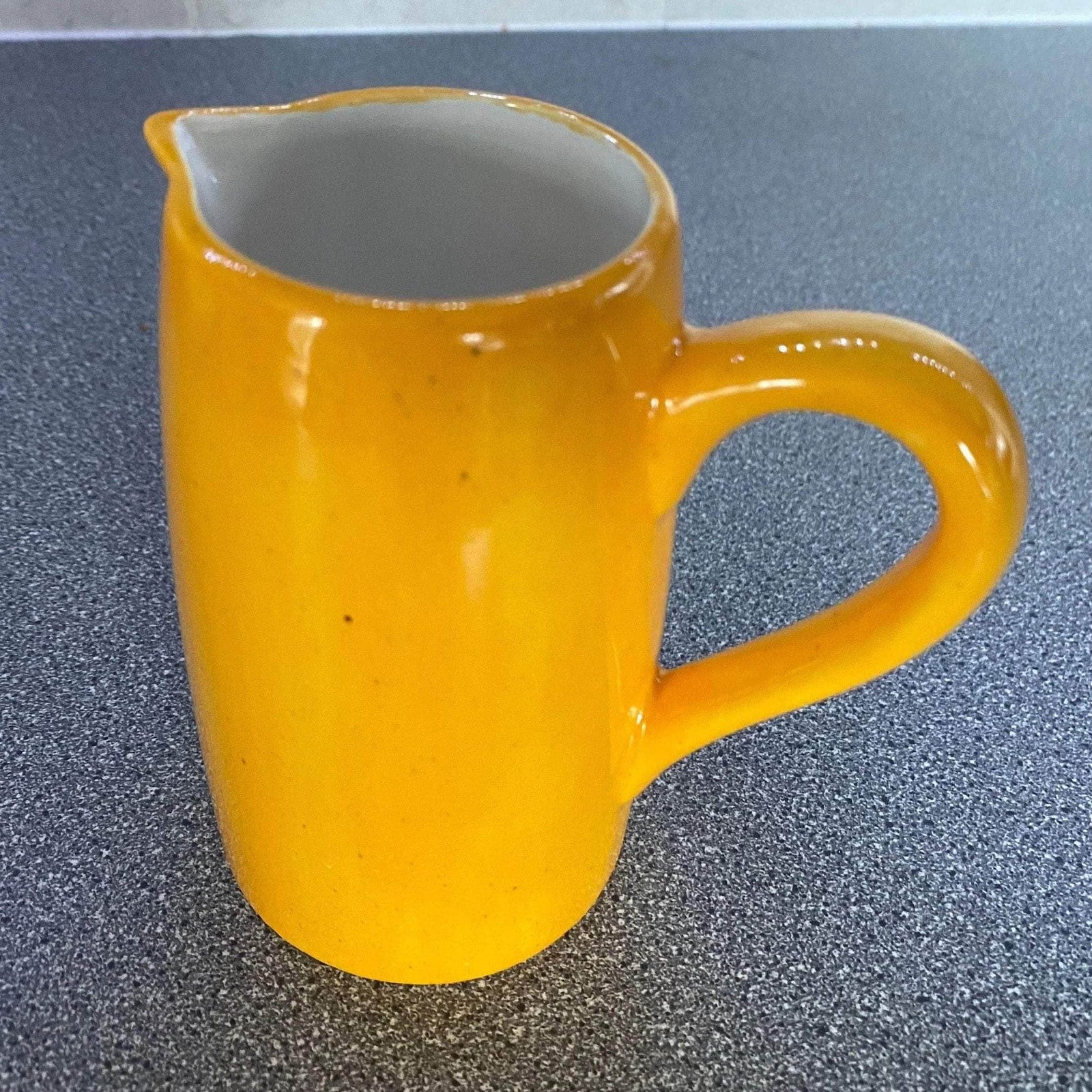 Milk Jug, Creamer, Yellow Speckled Glaze