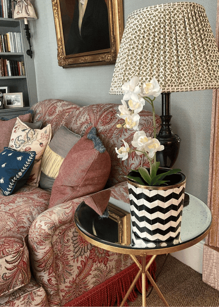 Round Inlay Planter | Medium | Black | Chevron