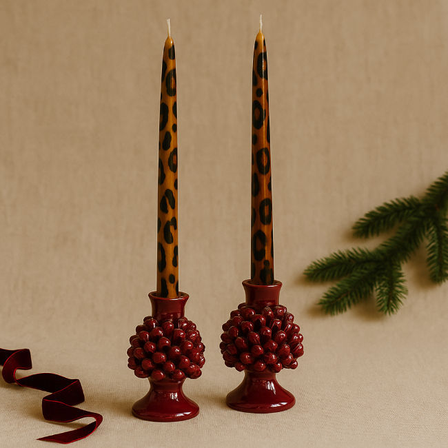 Leopard Candles (Set of 2) - 25cm
