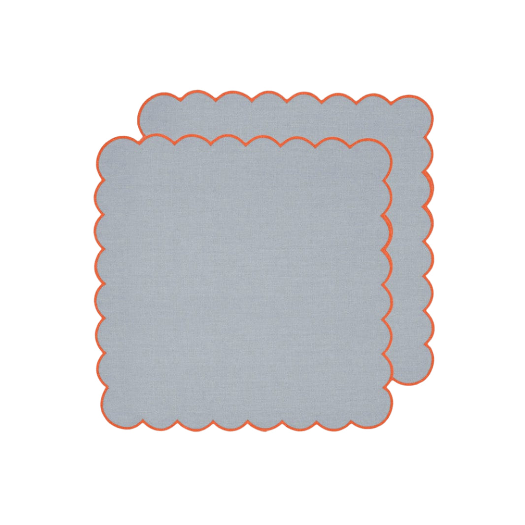 Zero-Waste Scalloped Linen Napkins Sky Blue - Set of 2