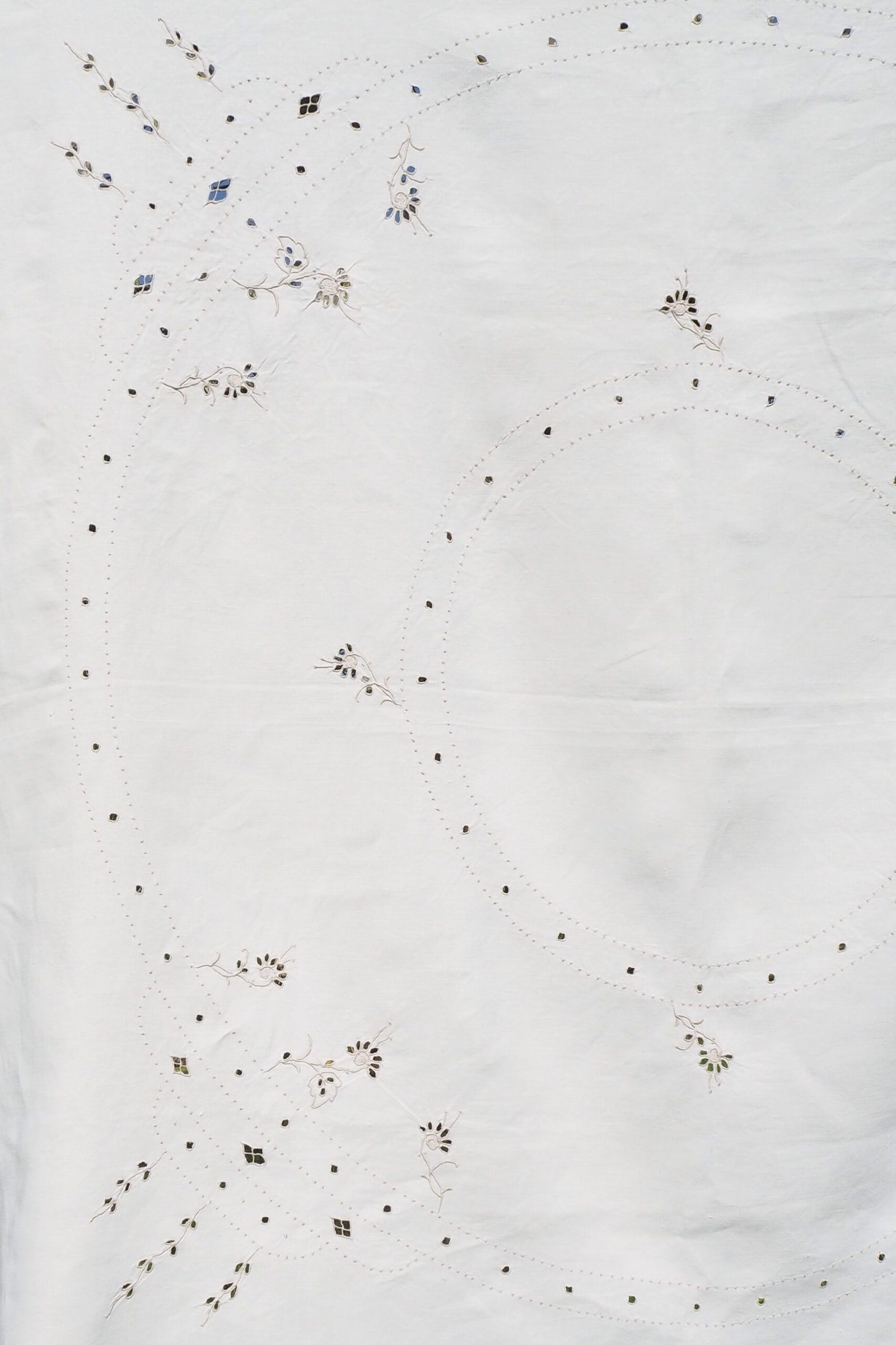 Vintage Linen Broderie Anglaise Tablecloth