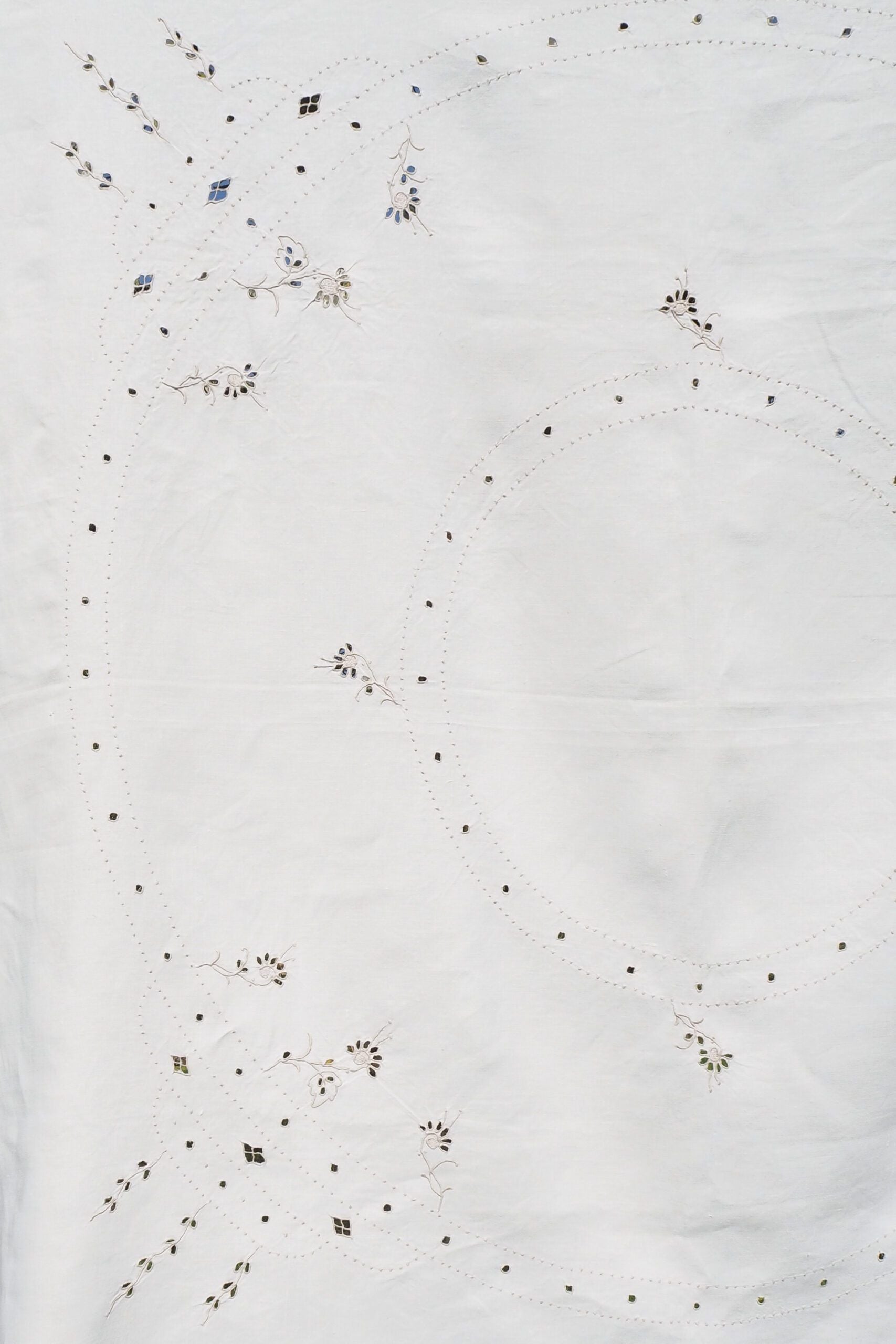 Vintage Linen Broderie Anglaise Tablecloth