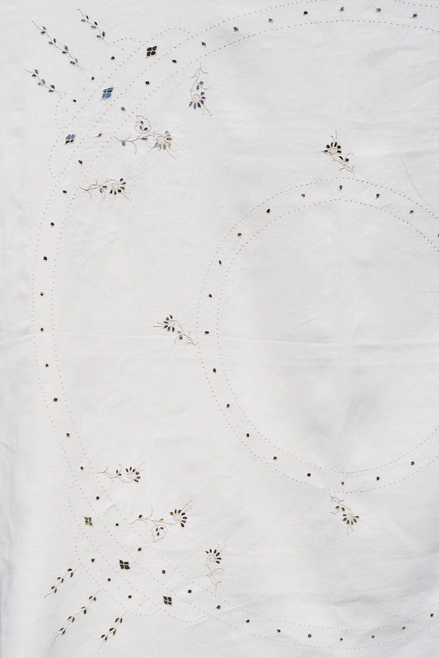 Vintage Linen Broderie Anglaise Tablecloth