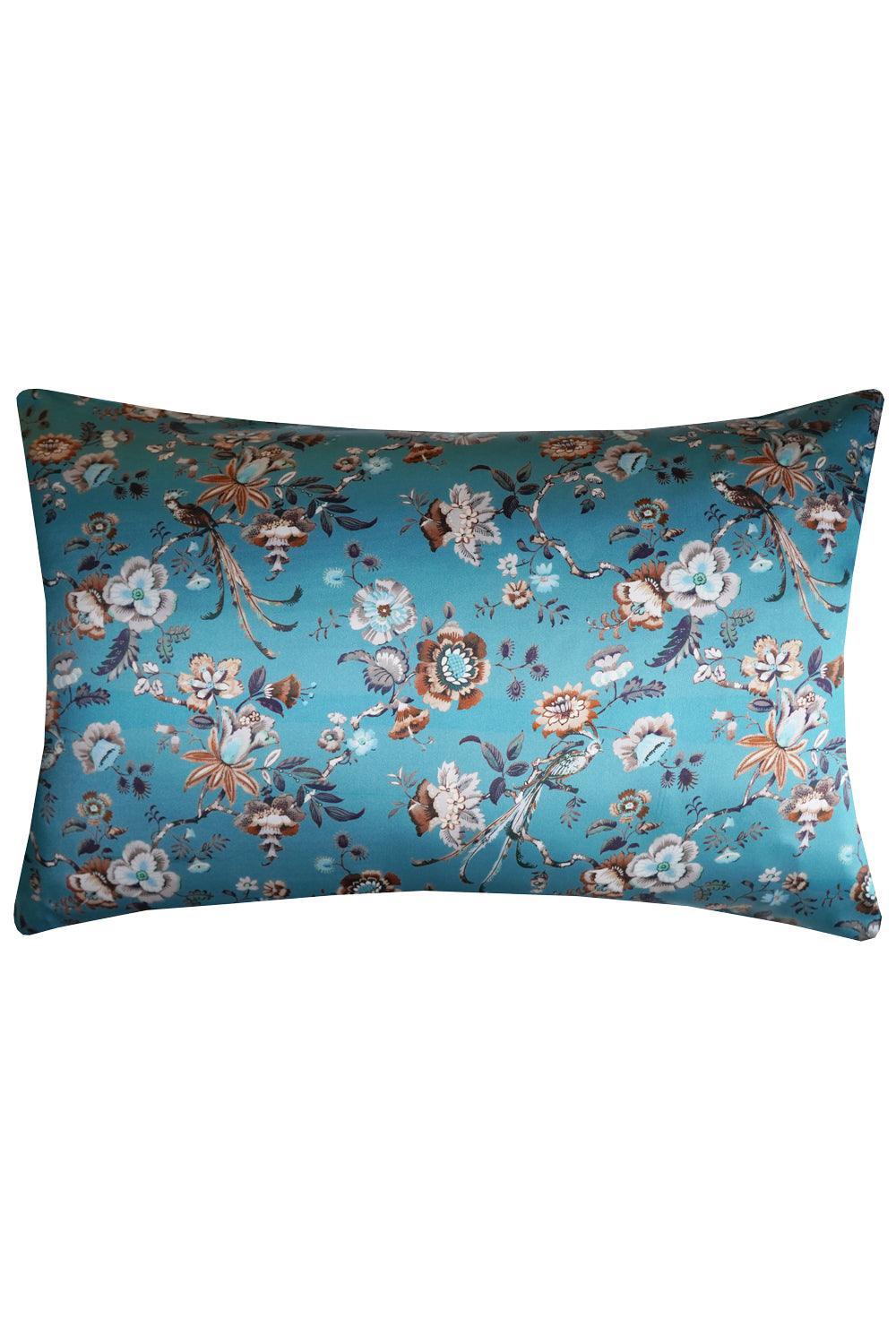Silk Pillowcase made with Liberty Fabric JANNAH TROPICAL TEAL