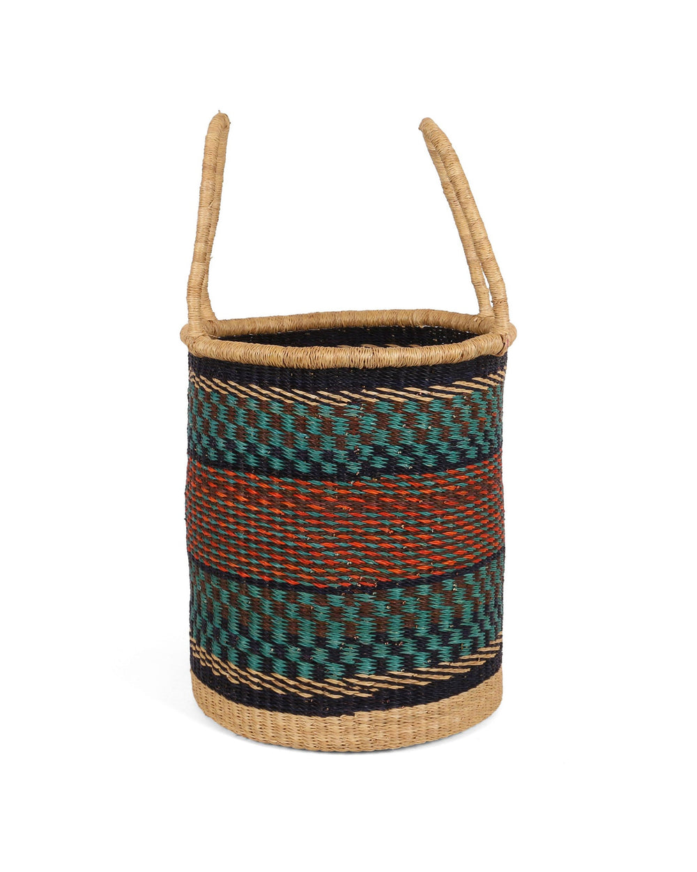 KOBE: Teal, Orange and Brown Log or Laundry Basket