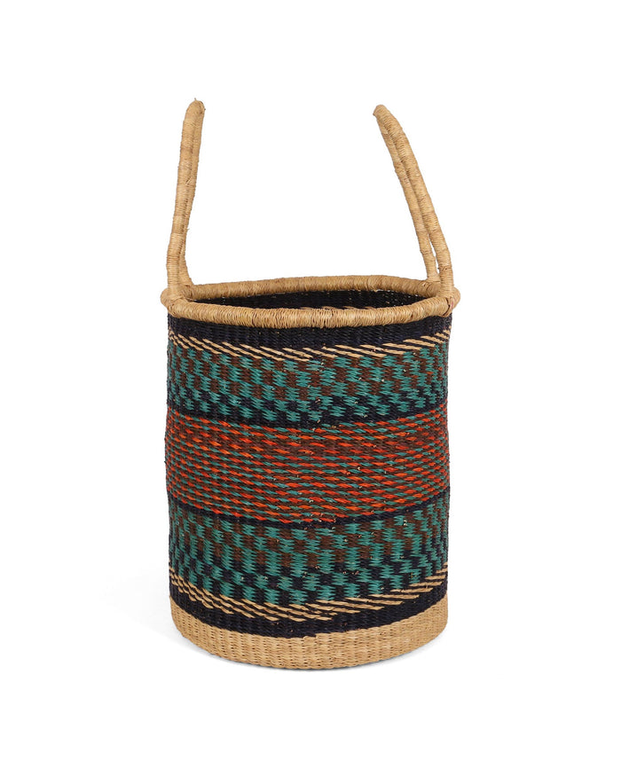 KOBE: Teal, Orange and Brown Log or Laundry Basket