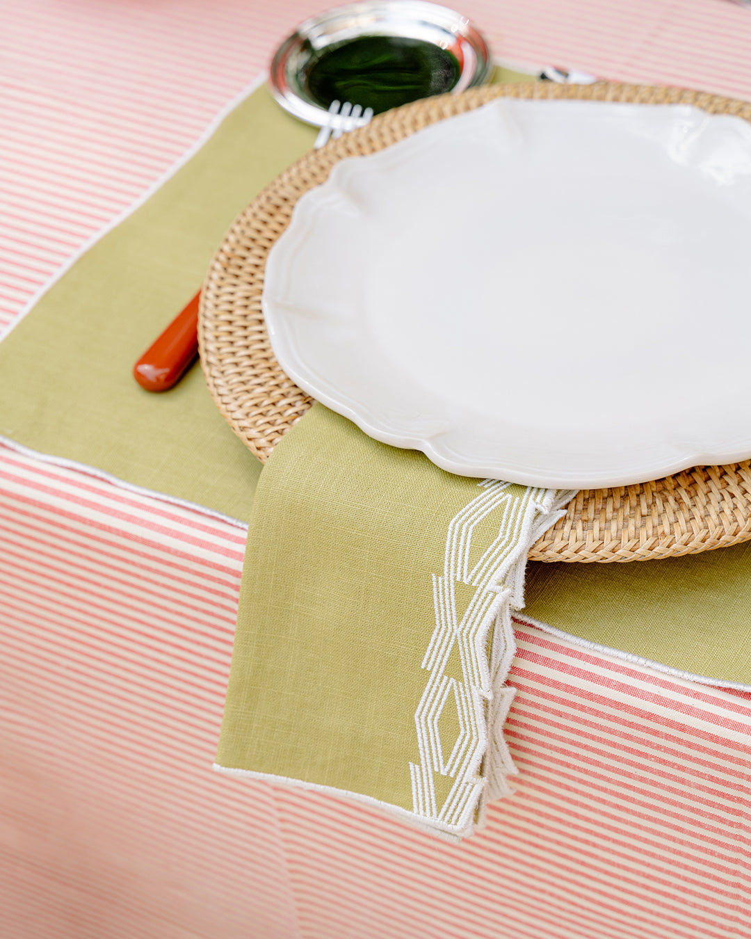 Prisma Napkin, Green with White