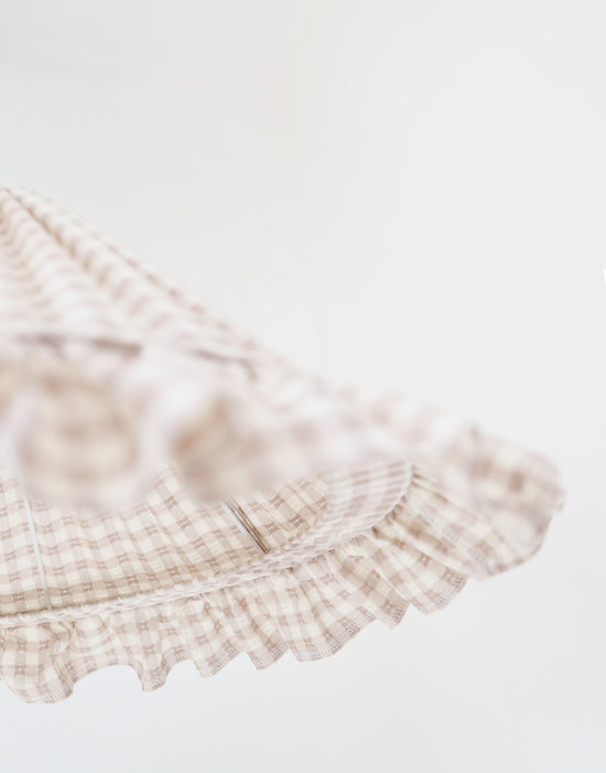Conical Pendant Light With Ruffle Emilia “Petits Carreaux Beige”