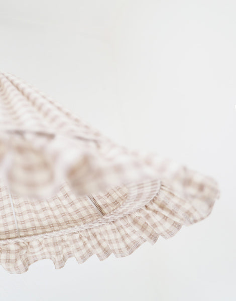 Conical Pendant Light With Ruffle Emilia “Petits Carreaux Beige”