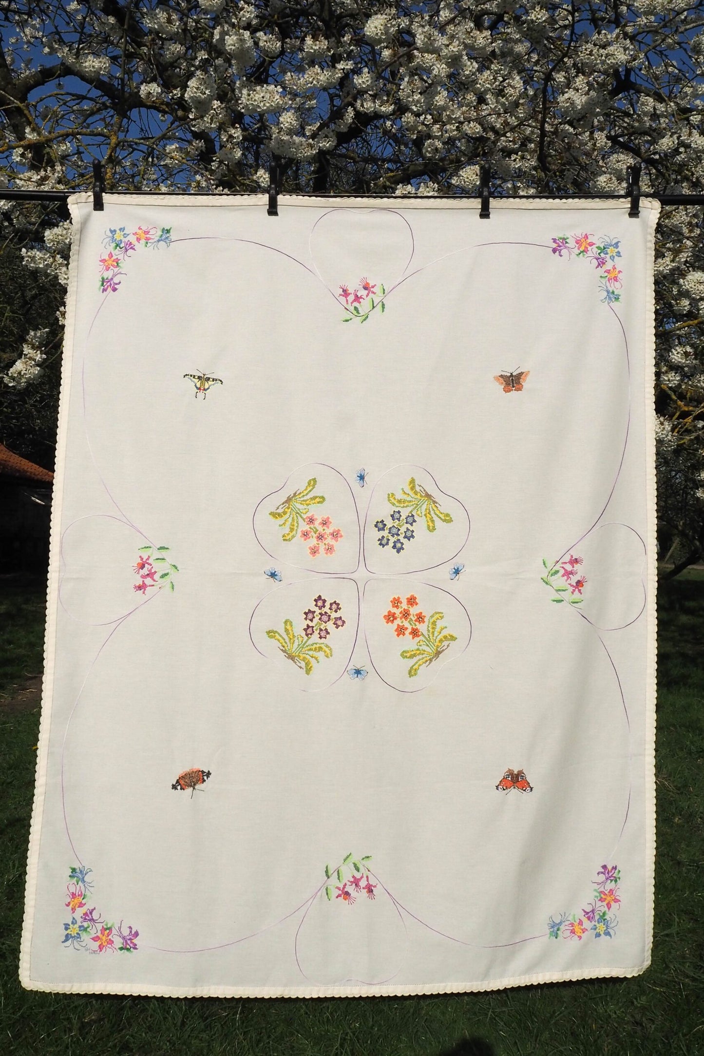 Vintage Embroidered Tablecloth