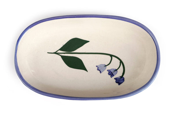 Handmade Ceramic Serving Bowl - Blue Bell , 1.5 x 8 x 4 Inches - Set of 4