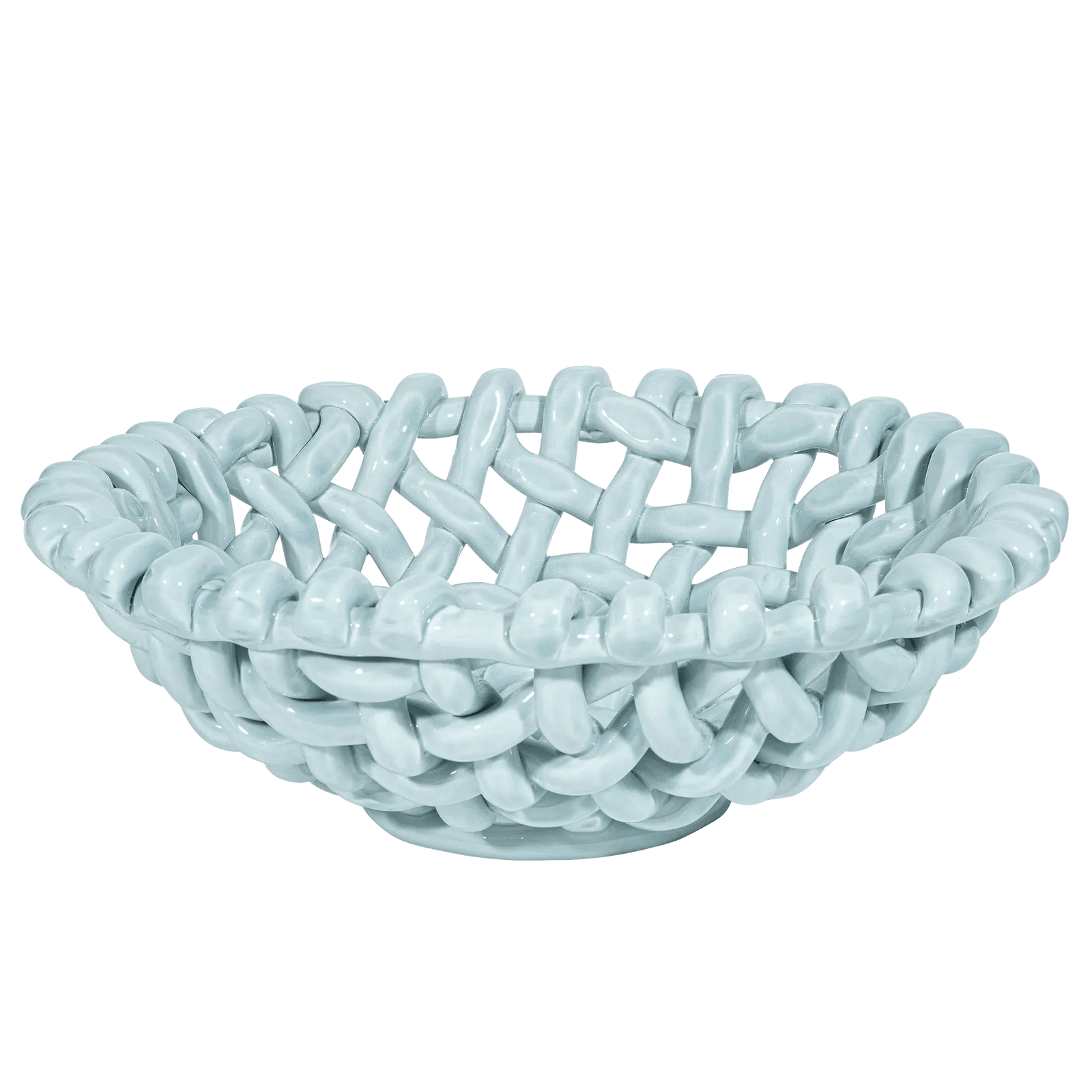 Large Sky Blue Basketweave Bowl