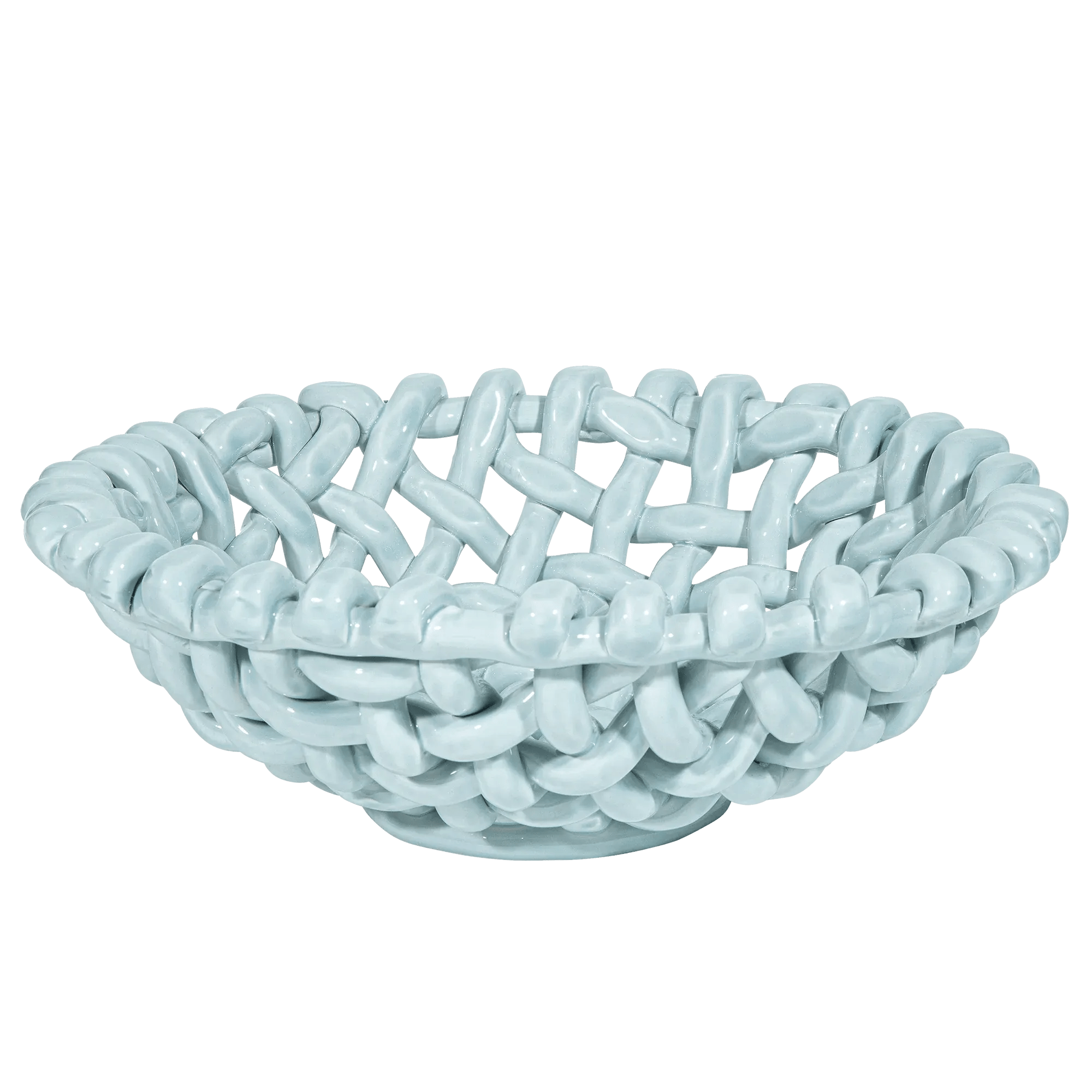 Large Sky Blue Basketweave Bowl