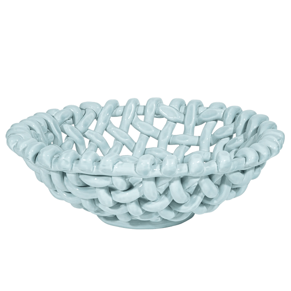Large Sky Blue Basketweave Bowl