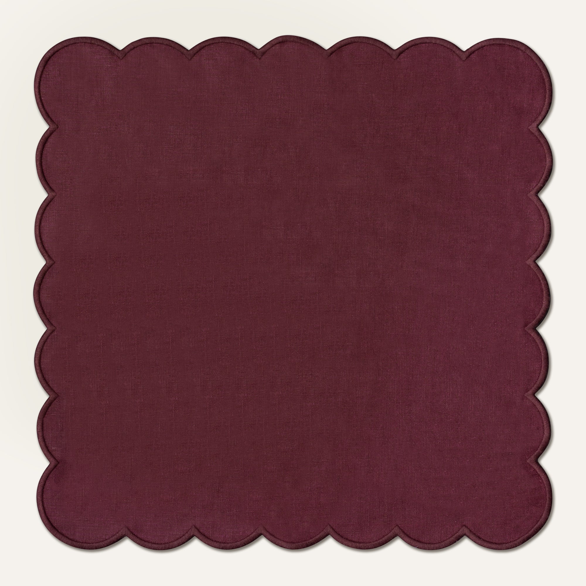 Scallop Linen Napkins Aubergine - Set of 2