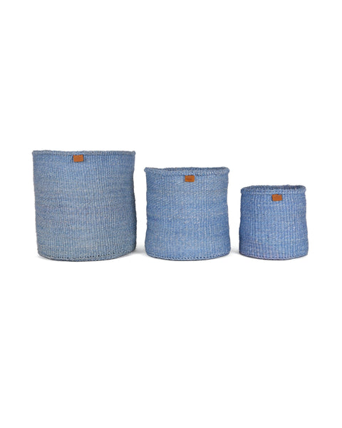 TOTO: Powder Blue Round Sisal Basket