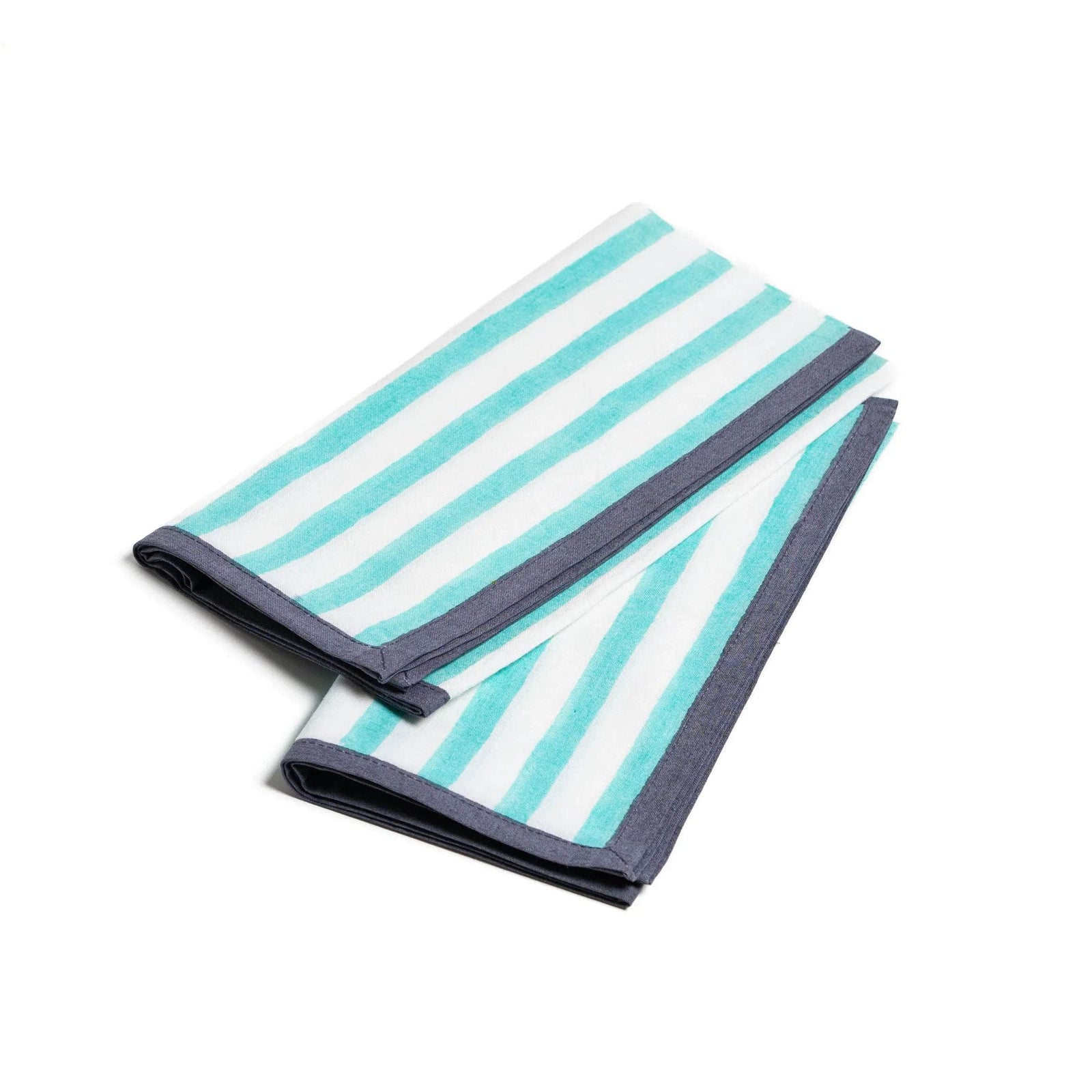 Block Stripe Napkins - Mint / White