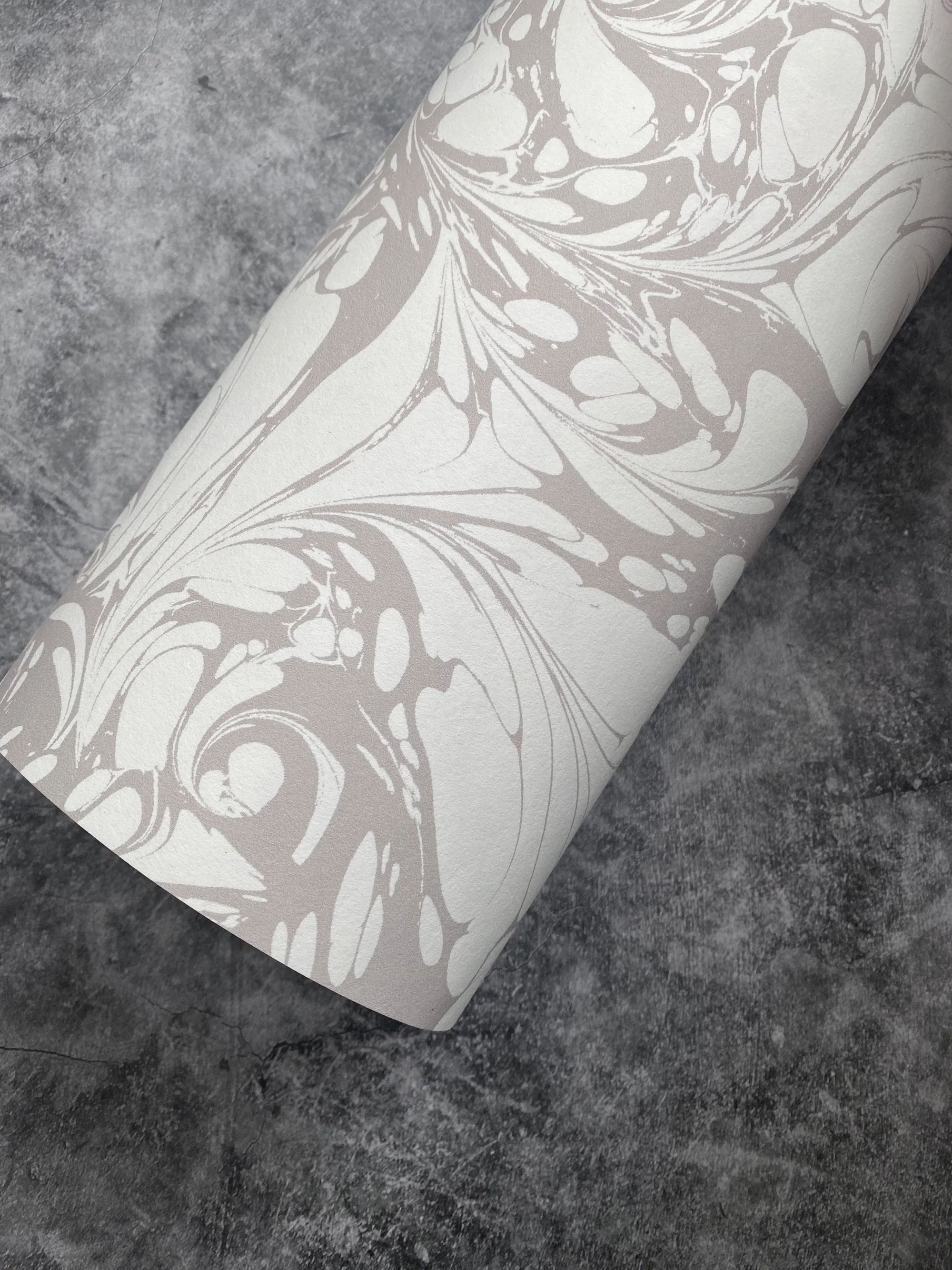 Marbled Wallpaper - 'Flourish' Col: Silver Ghost - Eco Non-Woven