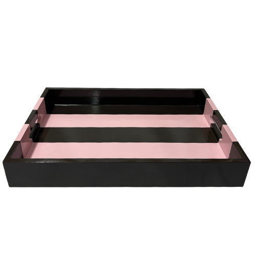 Brown & Pink Striped Coffee Table Tray