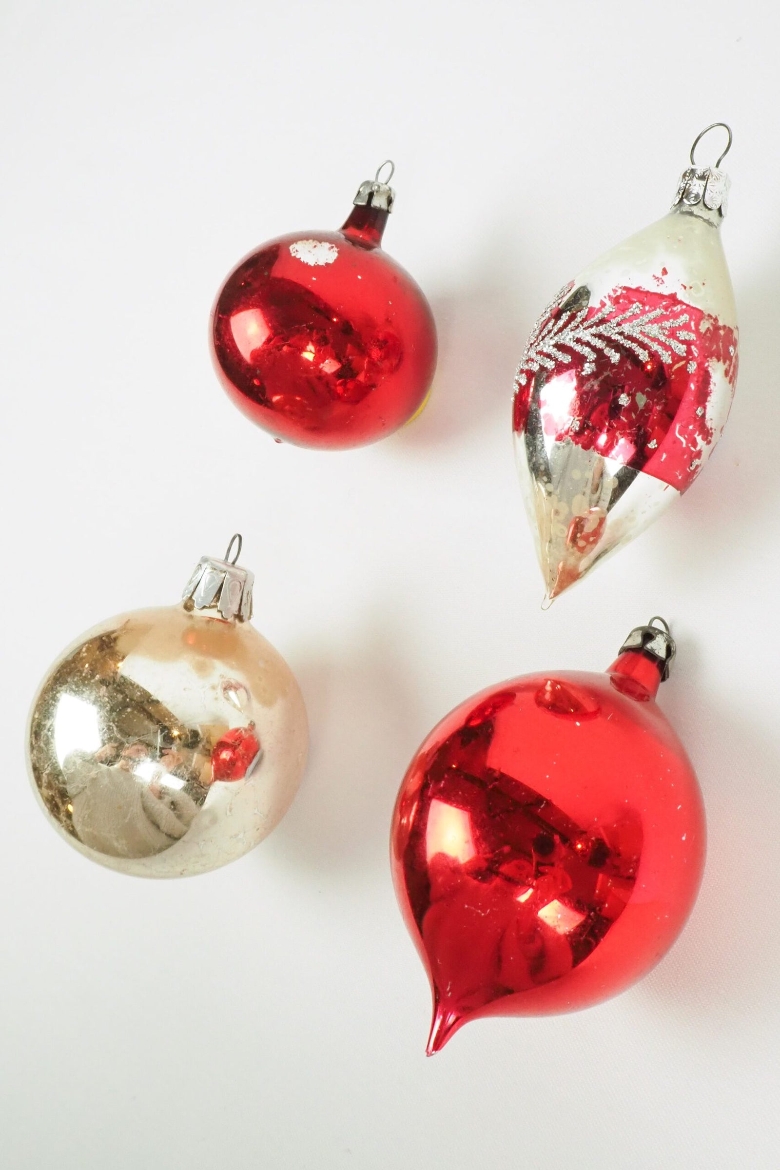 4 Antique Glass Baubles