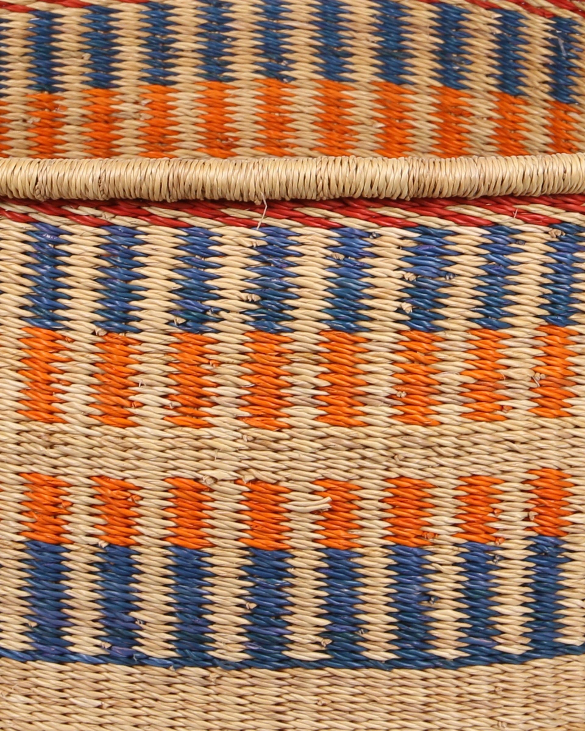 NANYAMKA: Large Blue and Orange  Floor Storage Basket with Handles
