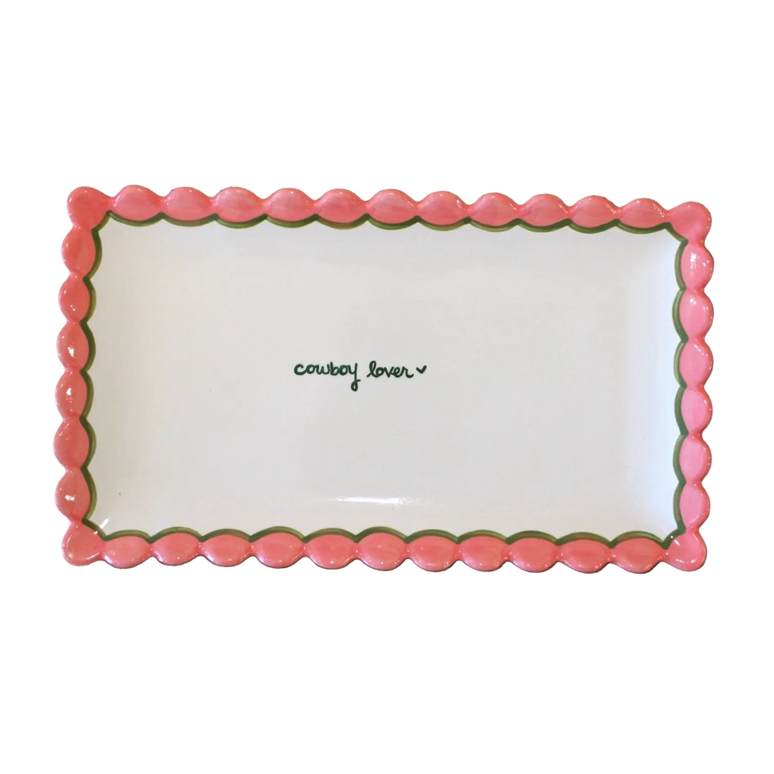 Hand-painted “cowboy lover” Scalloped Tray