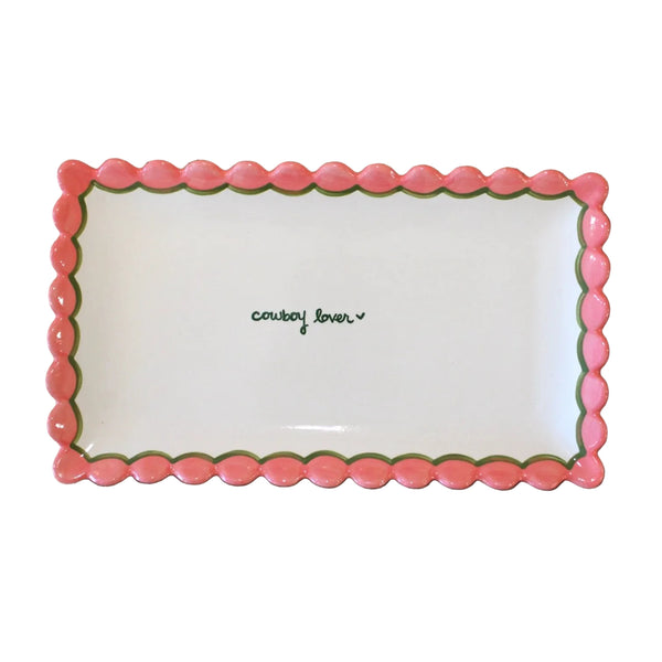 Hand-painted “cowboy lover” Scalloped Tray