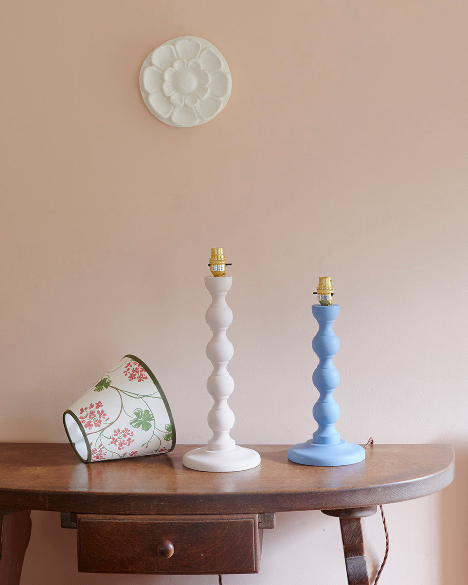 Hand Painted Beechwood Bobbin Lamp