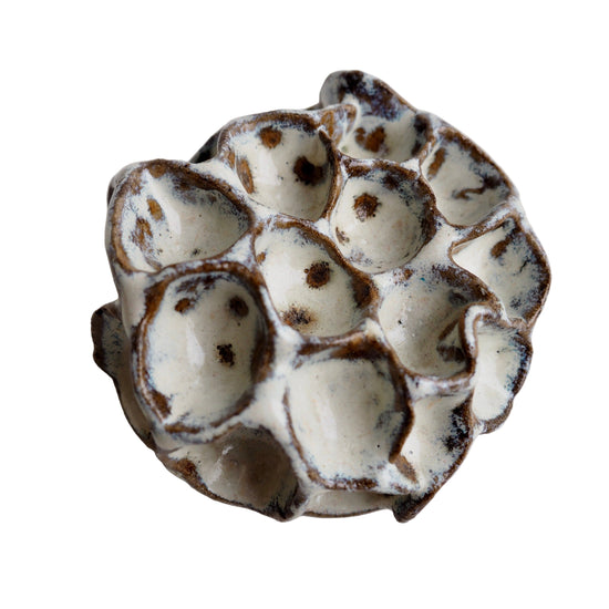 Handmade Pottery Textural Sculptures Brown and Cream