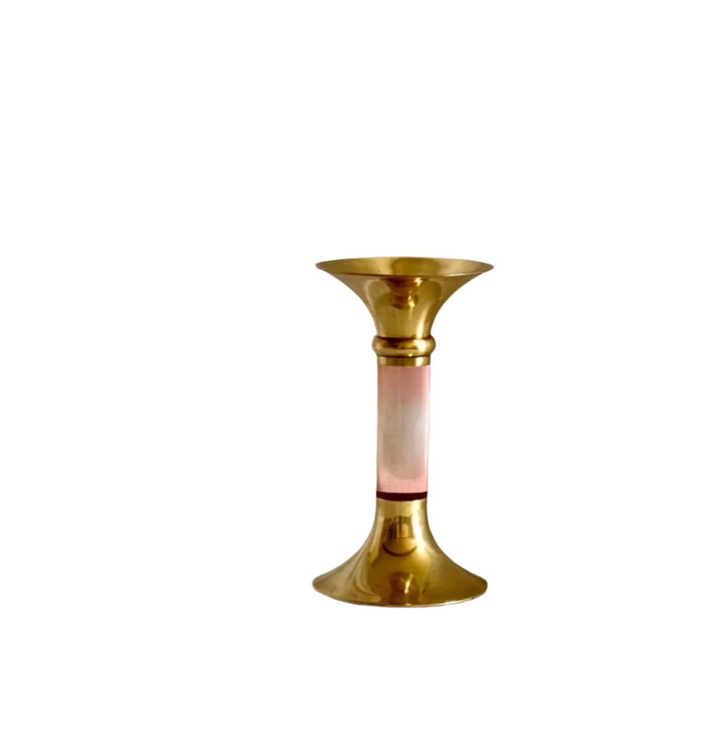 Brass and Acrylic Candleholder | Small | Rose Pink