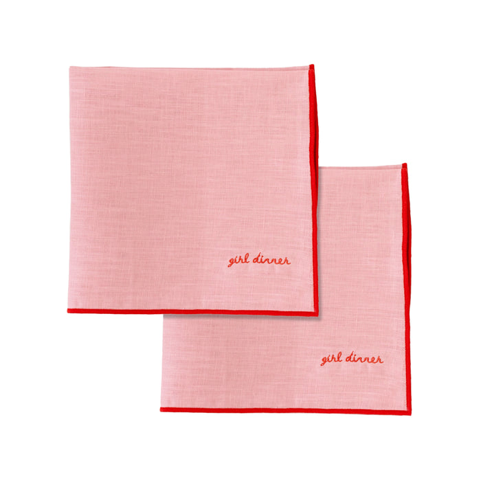 Girl Dinner Linen Napkins - Set of 2