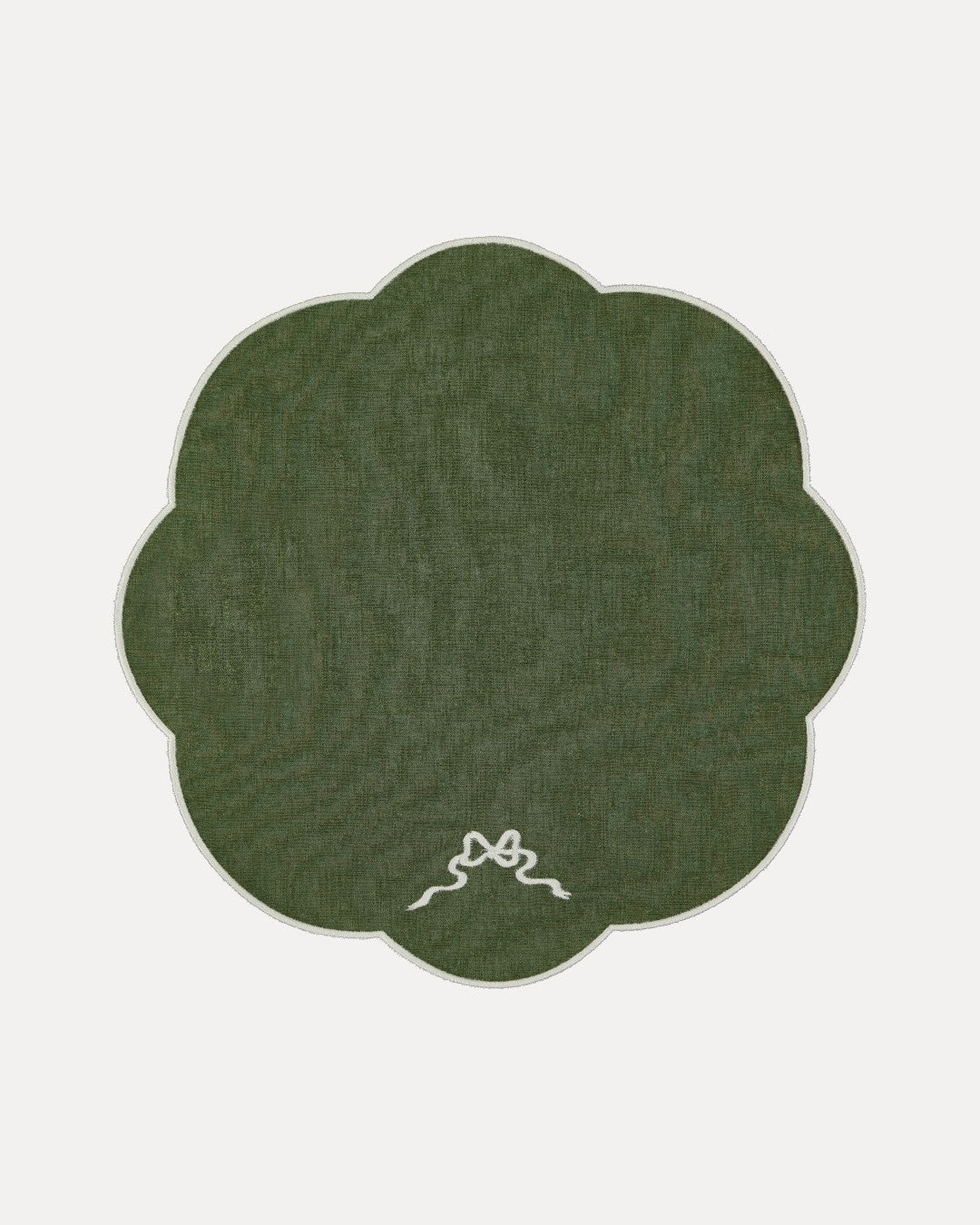 Bow Placemat, Green with White