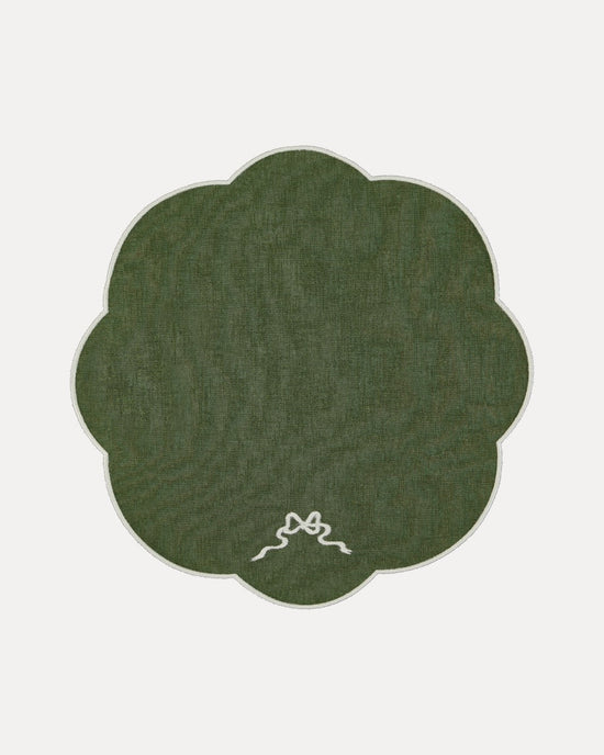 Bow Placemat, Green with White