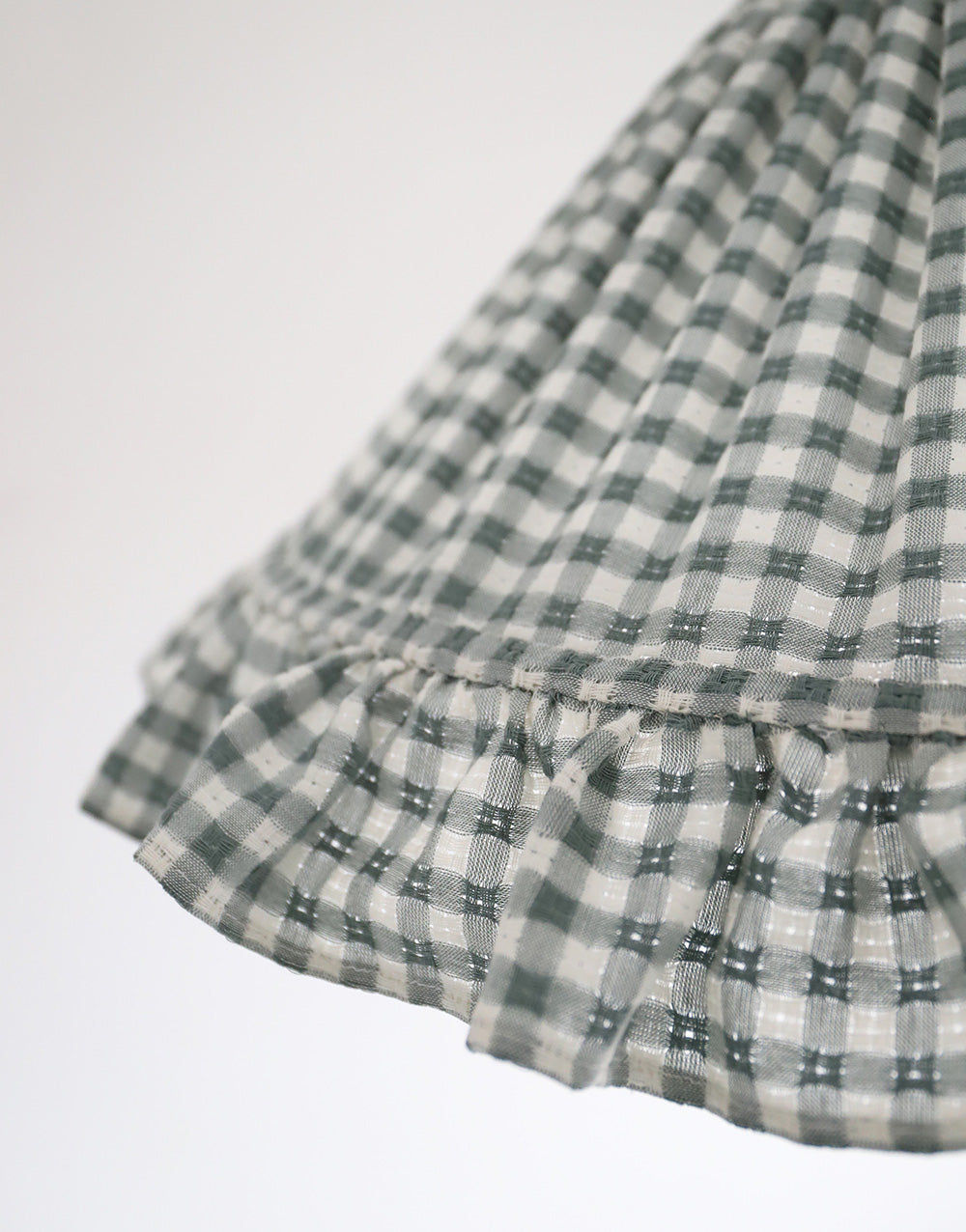 Conical Pendant Light With Ruffle Emilia “Petits Carreaux Vert”