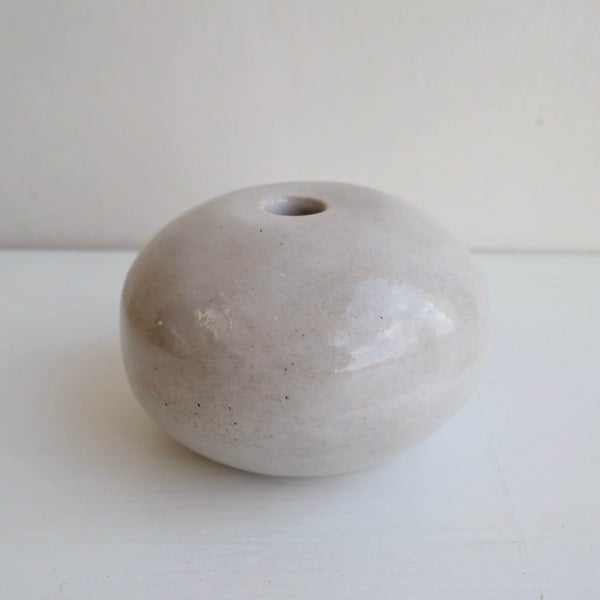 Handmade Ceramic Round Vases in White, Gold & Black