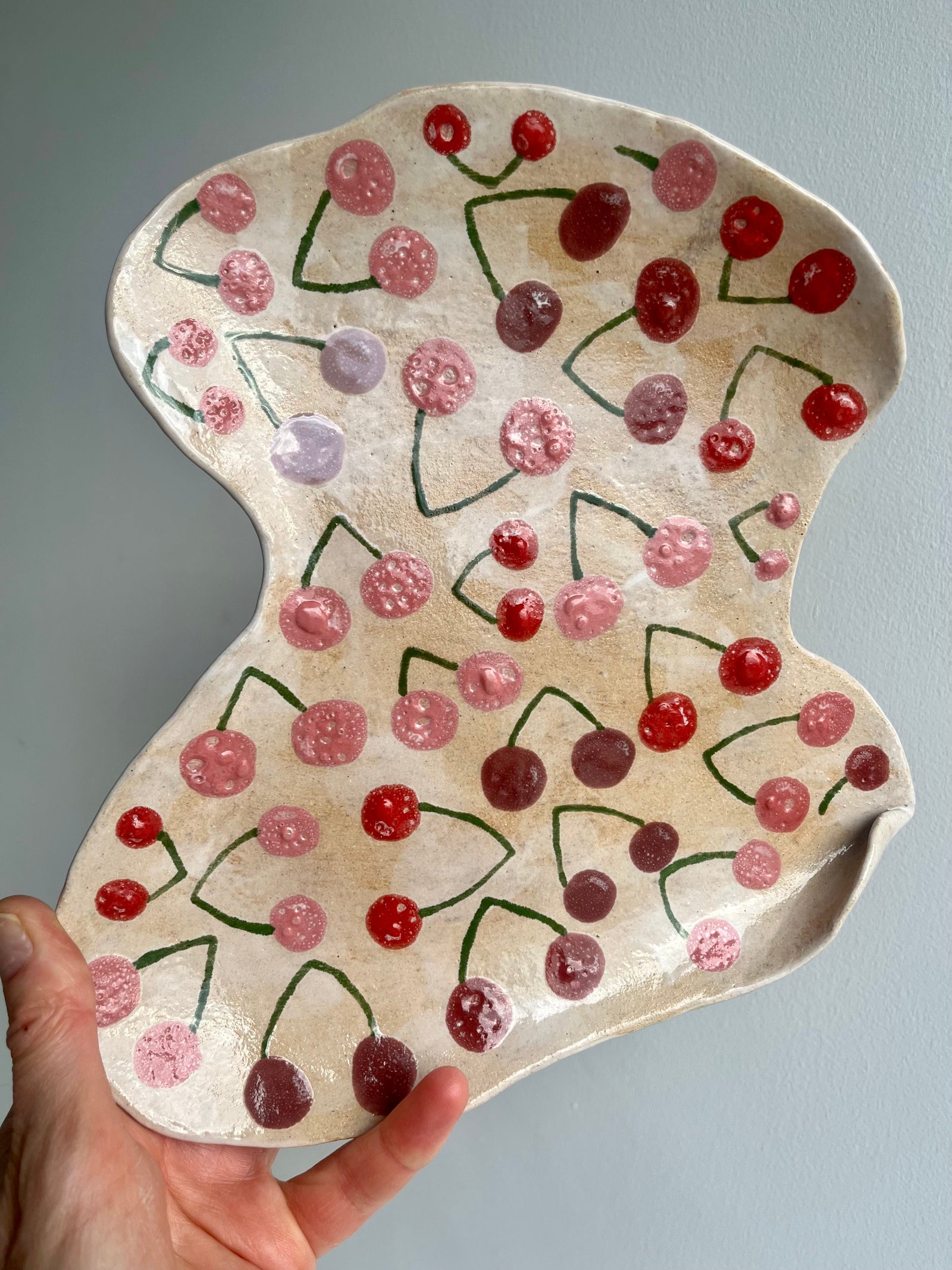 Handmade Ceramic Curvy Cherry Serving Plate