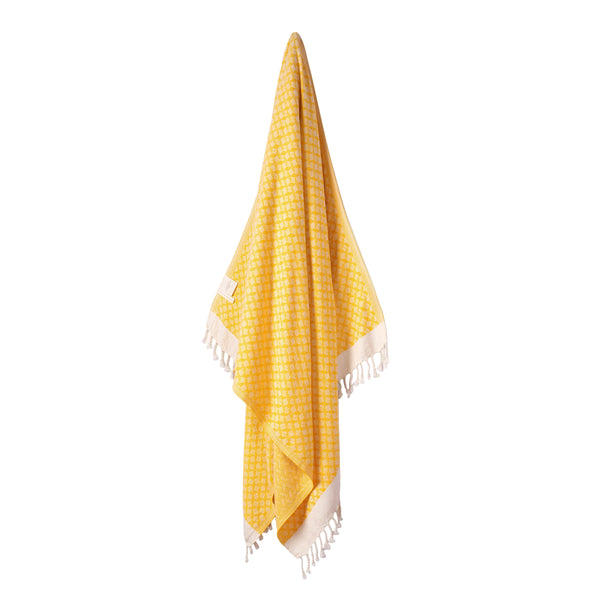Modern Love Pure Cotton Bath & Beach Towel In Sunny Yellow