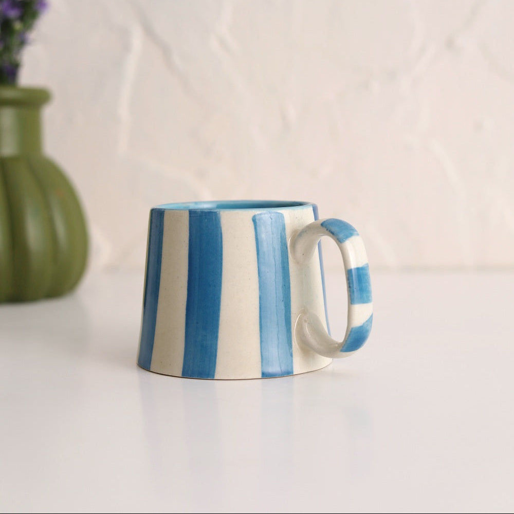 Ceramic Blue Stripe Coffee Cup - 220ml (SET OF 4)