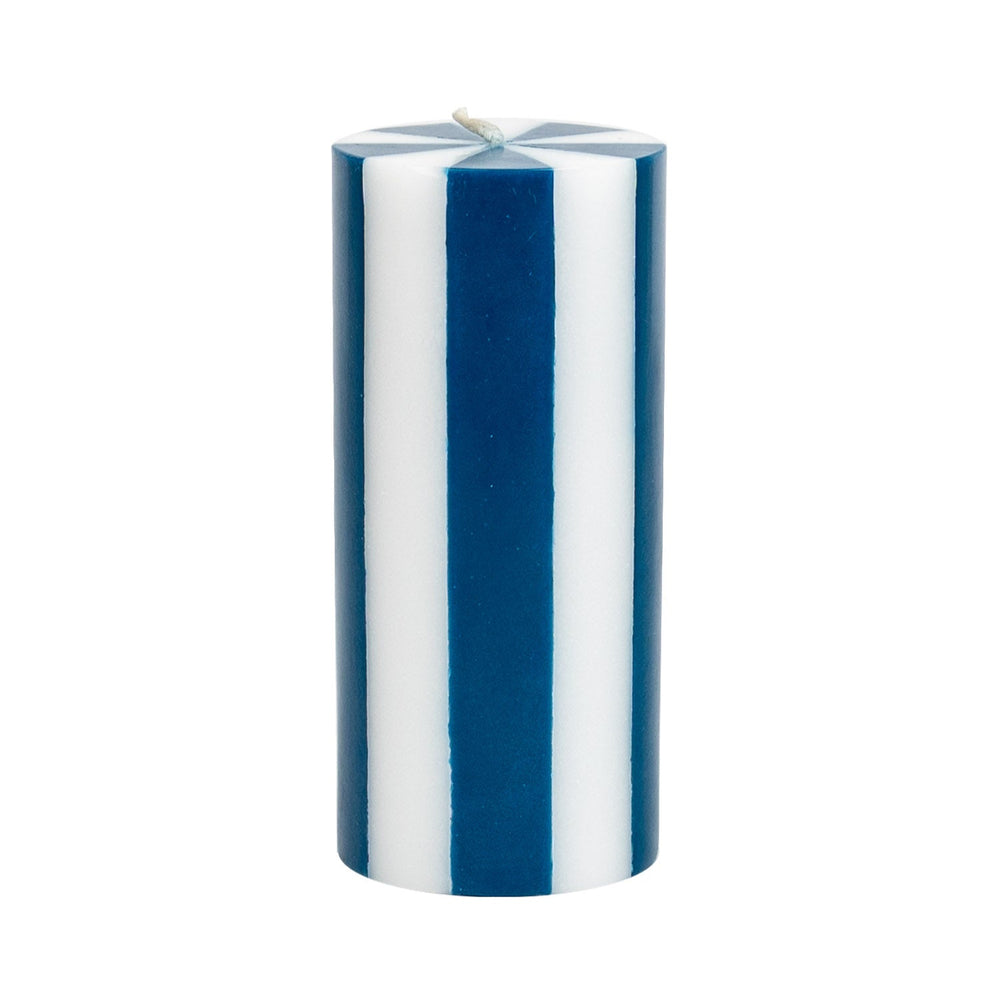 Medium Pillar Candle - Denim Blue / White