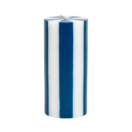 Medium Pillar Candle - Denim Blue / White
