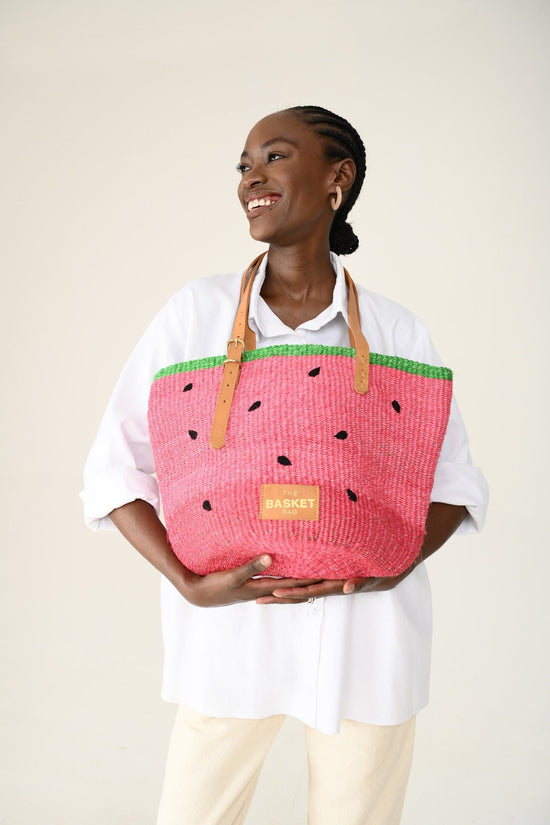 TIKITI MAJI: Watermelon Sisal Tote Bag