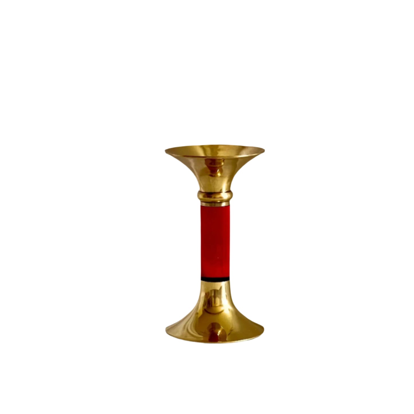 Brass and Acrylic Candleholder | Small | Ruby Red