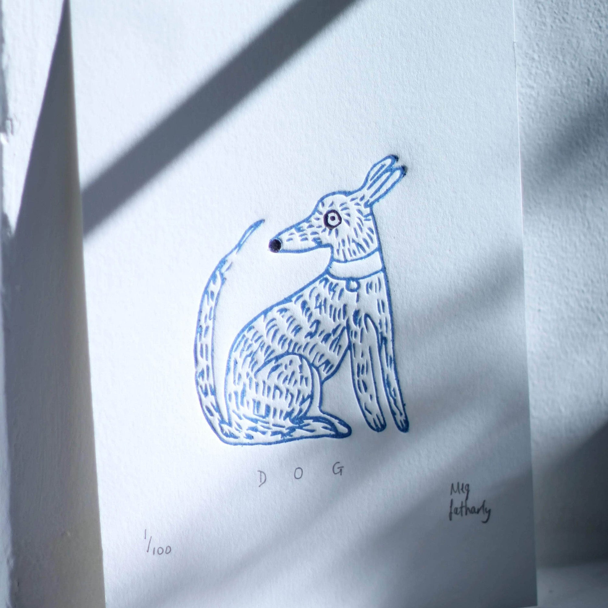 Limited Edition Dog Colour Embossing and Collage on Paper