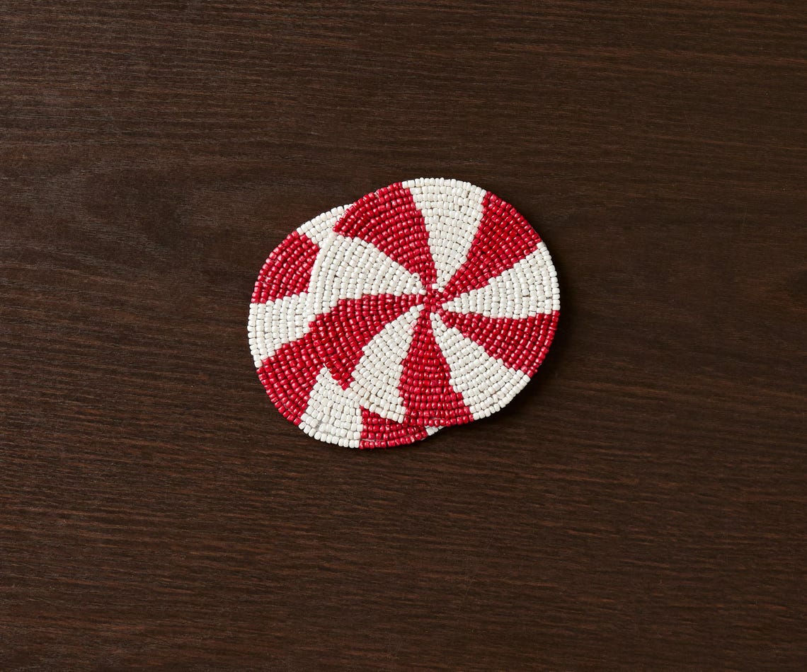 Handmade Beaded Holiday Coaster – Christmas Table Decor