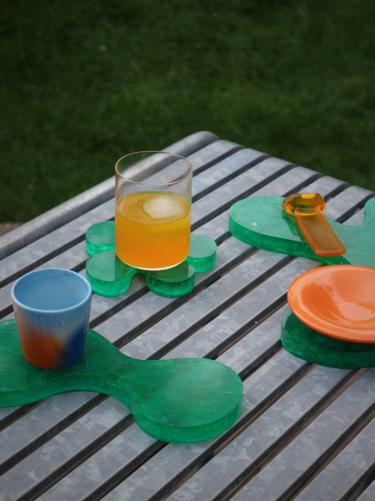 The 2 Drinks Coaster in Green Recycled Plastic